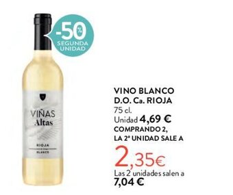 Hipercor VINO BLANCO D.O. Ca. RIOJA 75 cl. oferta