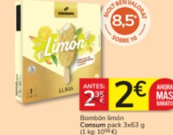 Consum Bombón limón Consum pack 3x63 oferta