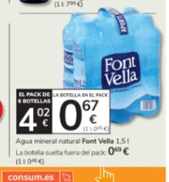 Consum Agua mineral natural Font Vella 1,51 oferta