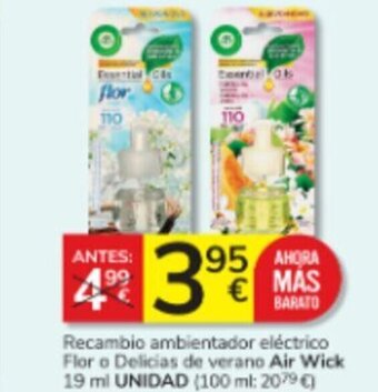 Consum Recambio ambientador eléctrico Flor o Delicias de verano Air Wick oferta