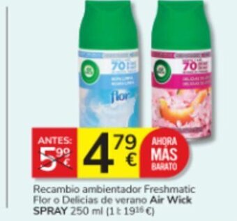 Consum Recambio ambientador Freshmatic Flor o Delicias de verano Air Wick oferta