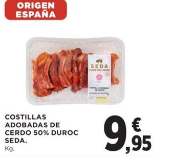 Hipercor COSTILLAS ADOBADAS DE CERDO 50% DUROC SEDA. Kg. oferta