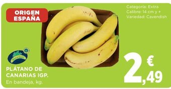 Hipercor PLÁTANO DE CANARIAS IGP. En bandeja, kg. oferta