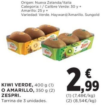Hipercor KIWI VERDE, 400 g (1) O AMARILLO, oferta