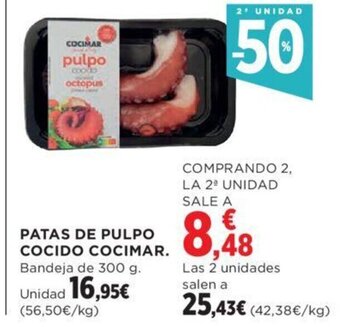 Hipercor PATAS DE PULPO COCIDO COCIMAR. oferta