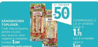 Hipercor SÁNDWICHES TOPLIDER. oferta