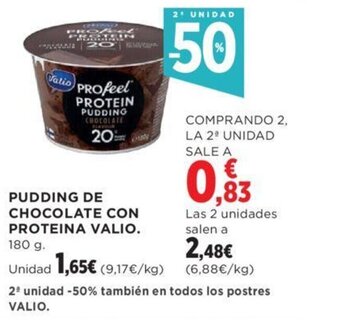 Hipercor PUDDING DE CHOCOLATE CON PROTEINA VALIO. 180 g. oferta