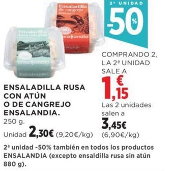 Hipercor ENSALADILLA RUSA CON ATÚN O DE CANGREJO ENSALANDIA. oferta
