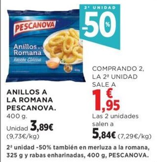 Hipercor ANILLOS A LA ROMANA PESCANOVA. 400 g. oferta