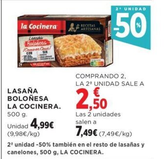 Hipercor LASAÑA BOLOÑESA LA COCINERA. 500 g. oferta