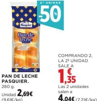 Hipercor PAN DE LECHE PASQUIER. 280 g. oferta