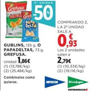 Hipercor GUBLINS, 135 g, O PAPADELTAS, 73 g, oferta