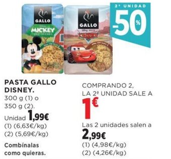 Hipercor PASTA GALLO DISNEY. oferta