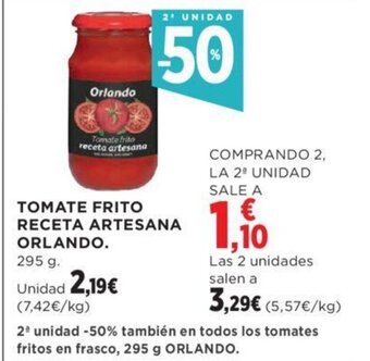 Hipercor TOMATE FRITO RECETA ARTESANA ORLANDO. oferta