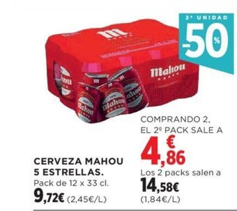 Hipercor CERVEZA MAHOU 5 ESTRELLAS. oferta