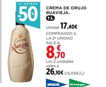 Hipercor CREMA DE ORUJO RUAVIEJA. oferta