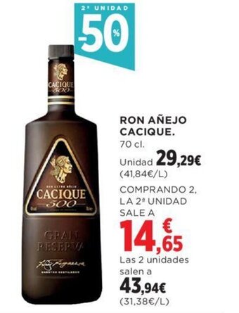 Hipercor RON AÑEJO CACIQUE. 70 cl. oferta