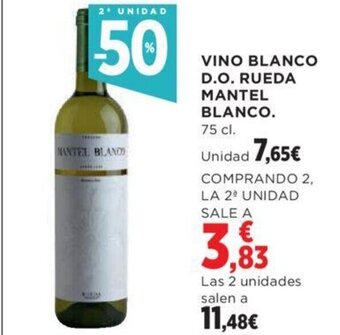 Hipercor VINO BLANCO D.O. RUEDA MANTEL BLANCO. oferta