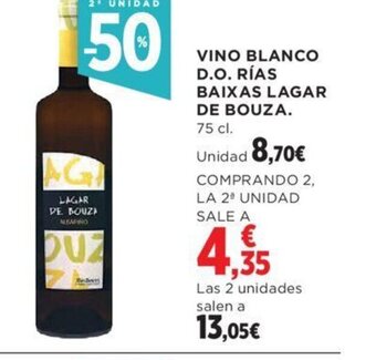 Hipercor VINO BLANCO D.O. RÍAS BAIXAS LAGAR DE BOUZA. oferta