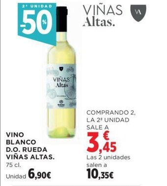 Hipercor VINO BLANCO D.O. RUEDA VIÑAS ALTAS. oferta
