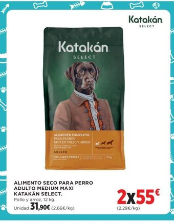 Hipercor ALIMENTO SECO PARA PERRO ADULTO MEDIUM MAXI KATAKÁN SELECT. Pollo y arroz, 12 kg. oferta