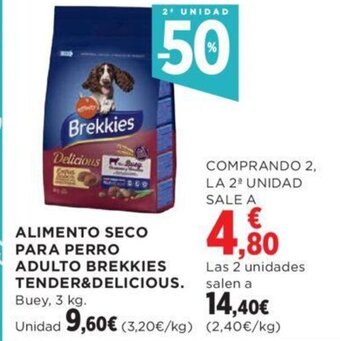Hipercor ALIMENTO SECO PARA PERRO ADULTO BREKKIES TENDER&DELICIOUS. oferta