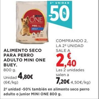 Hipercor ALIMENTO SECO PARA PERRO ADULTO MINI ONE BUEY. oferta