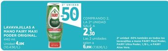 Hipercor LAVAVAJILLAS A MANO FAIRY MAXI PODER ORIGINAL. 440 ml. oferta