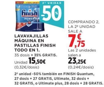 Hipercor LAVAVAJILLAS MÁQUINA EN PASTILLAS FINISH TODO EN 1. oferta