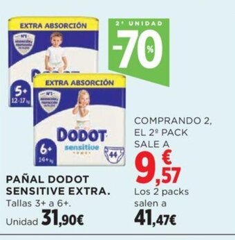 Hipercor PAÑAL DODOT SENSITIVE EXTRA. oferta