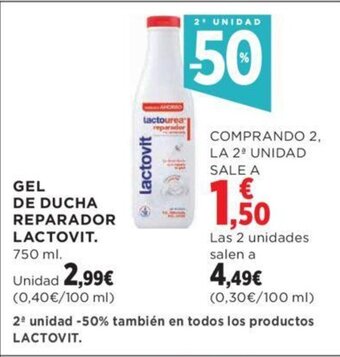 Hipercor GEL DE DUCHA REPARADOR LACTOVIT. 750 ml. oferta
