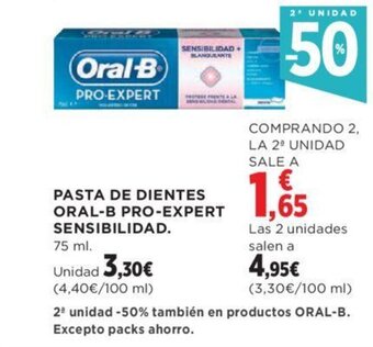 Hipercor PASTA DE DIENTES ORAL-B PRO-EXPERT SENSIBILIDAD. oferta