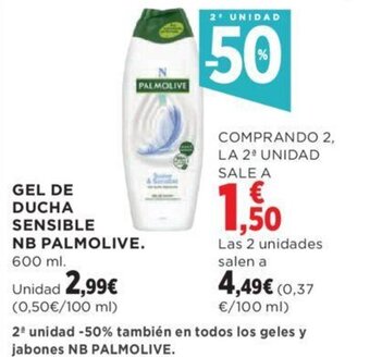 Hipercor GEL DE DUCHA SENSIBLE NB PALMOLIVE. 600 ml. oferta