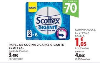 Hipercor PAPEL DE COCINA 2 CAPAS GIGANTE SCOTTEX. oferta