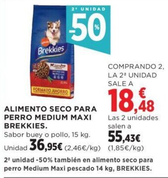 Hipercor ALIMENTO SECO PARA PERRO MEDIUM MAXI BREKKIES. oferta