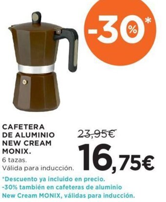 Hipercor CAFETERA DE ALUMINIO NEW CREAM MONIX. oferta