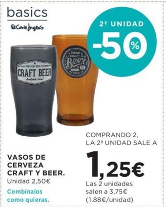 Hipercor VASOS DE CERVEZA CRAFT Y BEER. oferta
