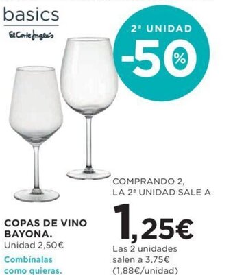 Hipercor COPAS DE VINO BAYONA. oferta