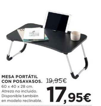 Hipercor MESA PORTÁTIL CON POSAVASOS. oferta