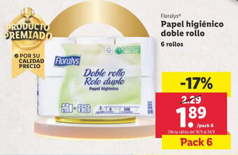 Lidl Floralys Papel higiénico doble rollo oferta