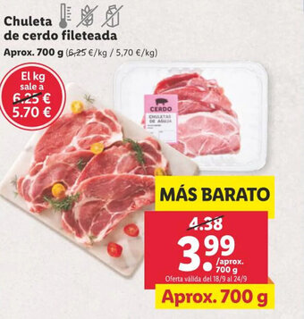 Lidl Chuleta de cerdo fileteada oferta