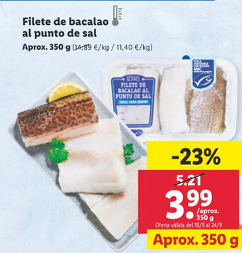 Lidl Filete de bacalao al punto de sal oferta