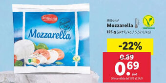 Lidl Milbona Mozzarella 125 g oferta