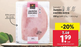 Lidl Realvalle Jamón cocido extra 250 g oferta