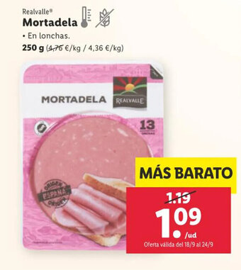 Lidl Realvalle Mortadela 250 g oferta