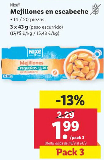Lidl Nixe Mejillones en escabeche oferta