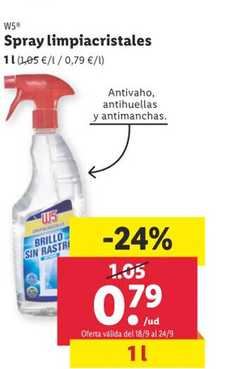 Lidl W5 Spray limpiacristales 1 l. oferta
