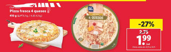 Lidl Pizza fresca 4 quesos 410 g oferta