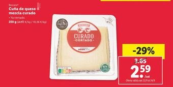 Lidl Roncero Cuña de queso mezcla curado 250 g oferta