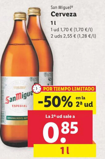 Lidl San Miguel Cerveza 1 l. oferta
